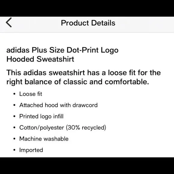ADIDAS Plus Size Dot-Print  Logo Hooded SweatShirt 4X - Picture 5 of 6